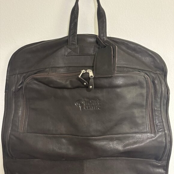 Canyon Outback Leather Goods Brown Genuine Bruno’s Memorial Logo Garment Bag - Picture 9 of 11